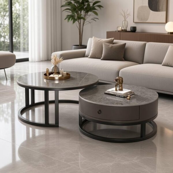 2 in 1 Round Marble Center Table