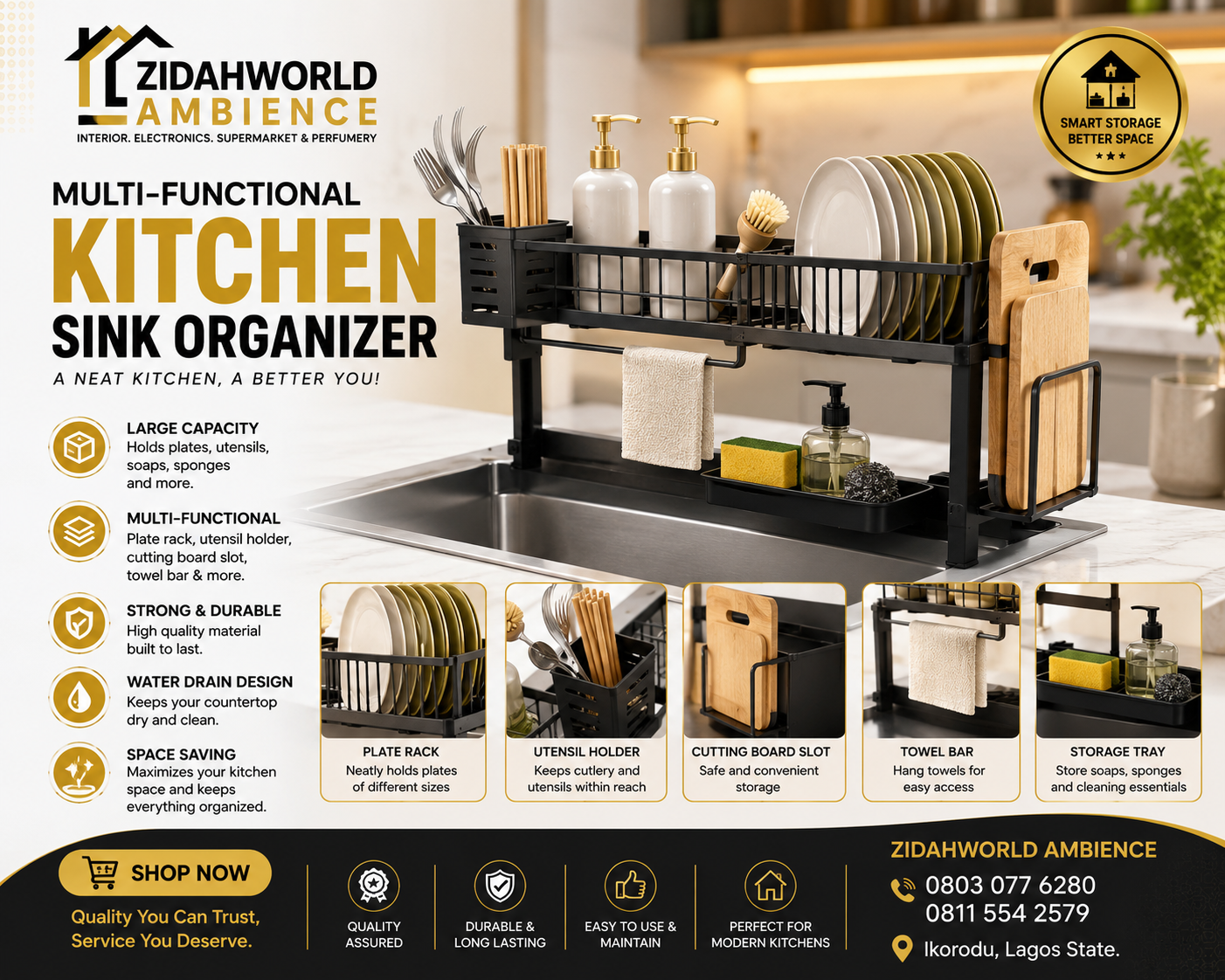 Over – Sink Plate Rack with Cover