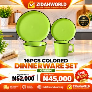 16 Piece Colored Dinnerware Set Green