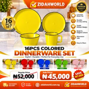 16 Piece Colored Dinnerware Set Yellow