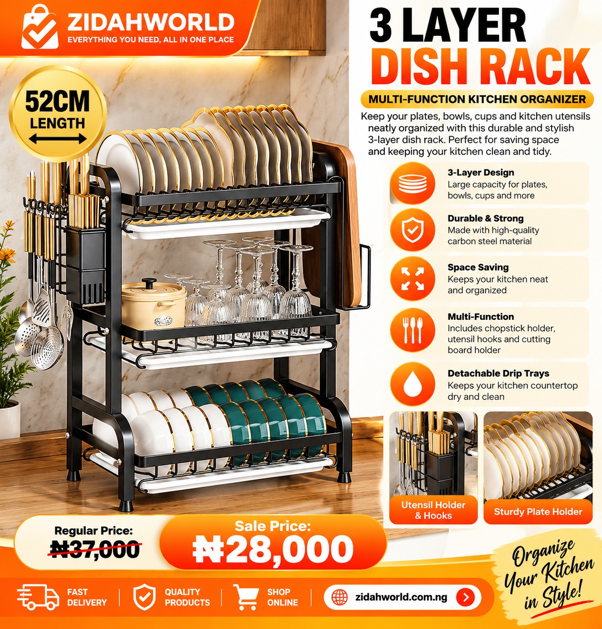 3-Layer Dish Rack