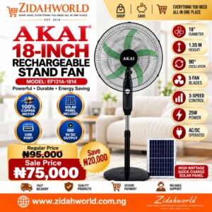 AKAI 18 Inch Rechargeable Stand Fan EF131A 1814