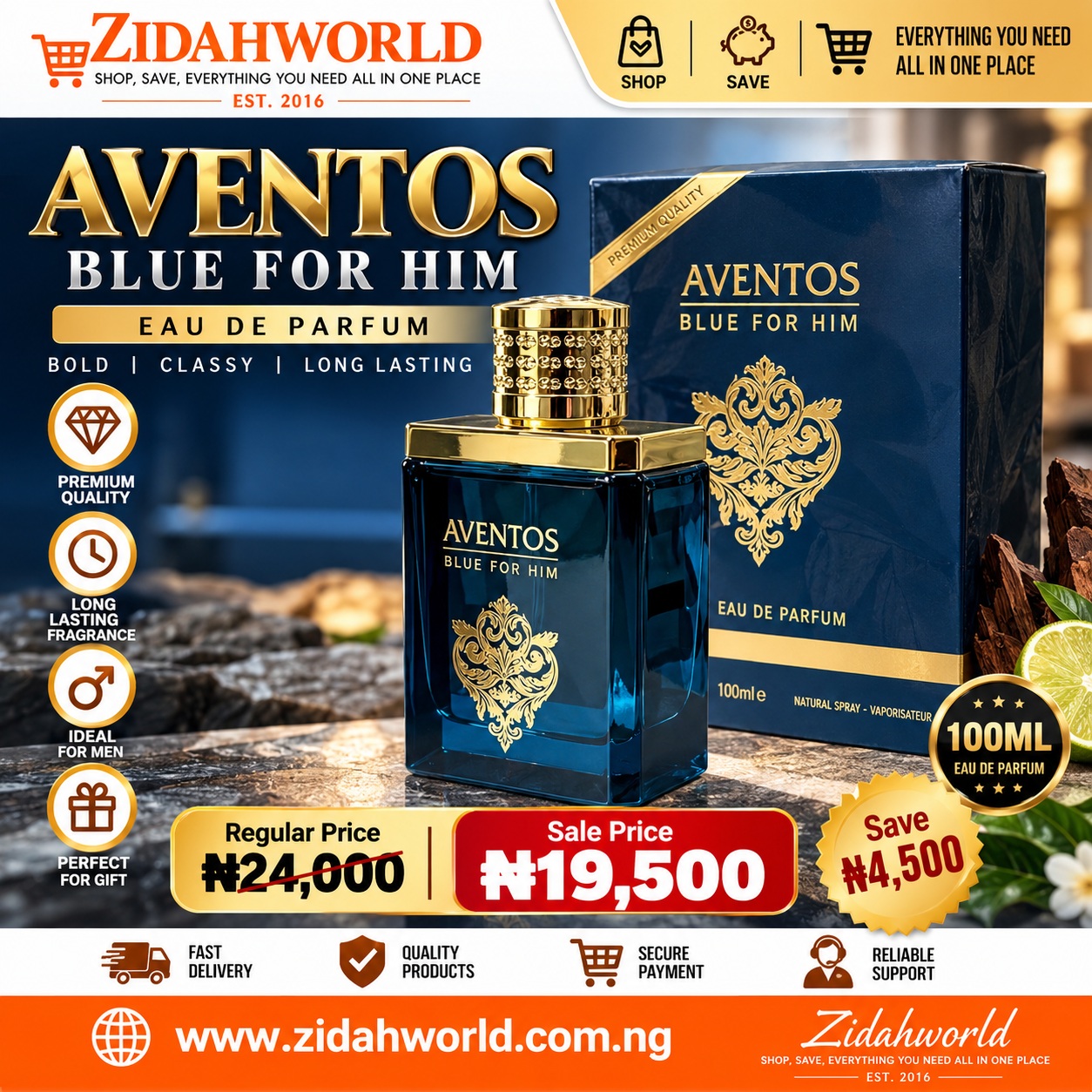 Aventos Blue for Him Eau de Parfum 100ml