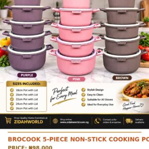 Brocook 5 Piece Non Stick Cooking Pot Set