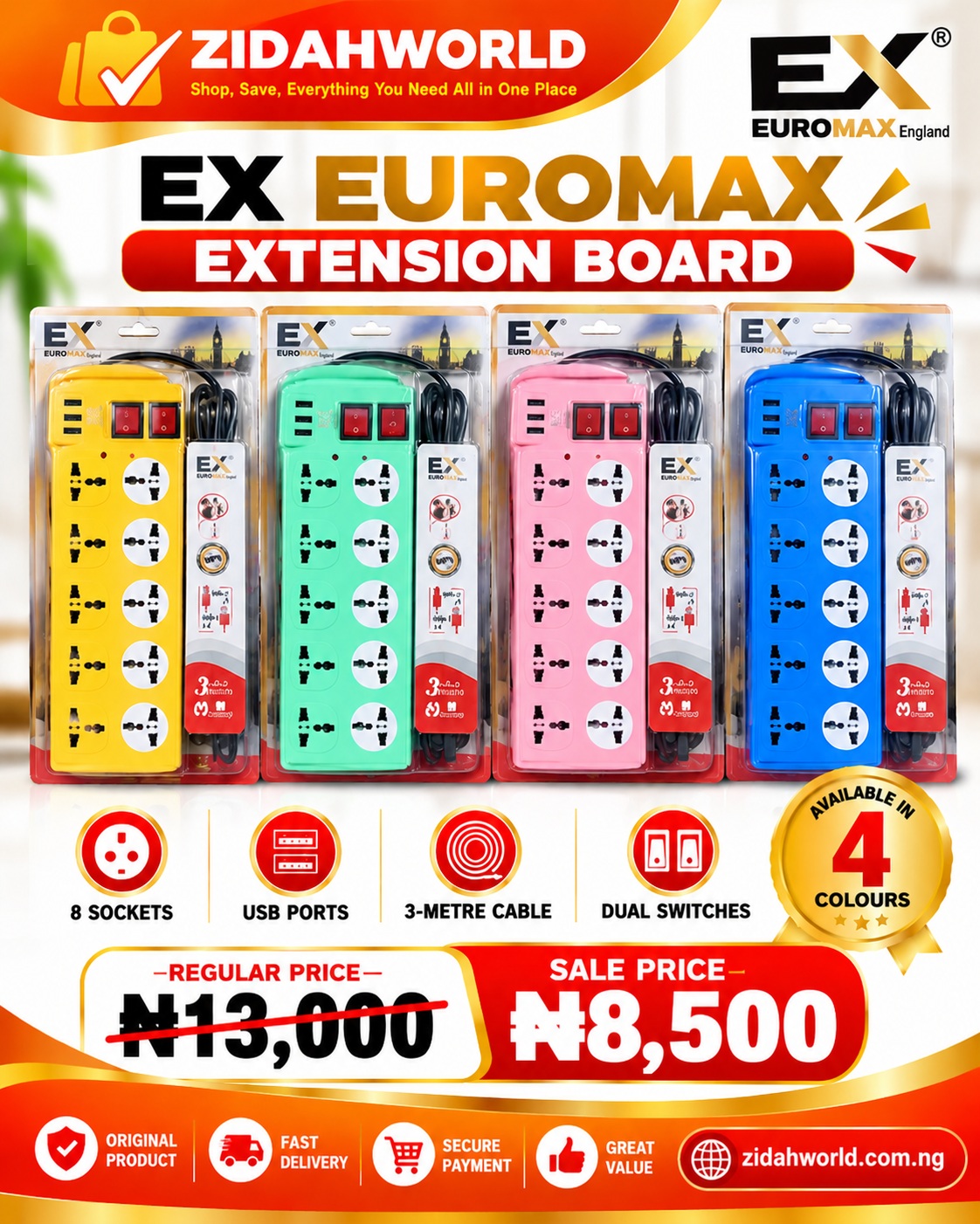 EX Euromax Extension Board – 4 Colours