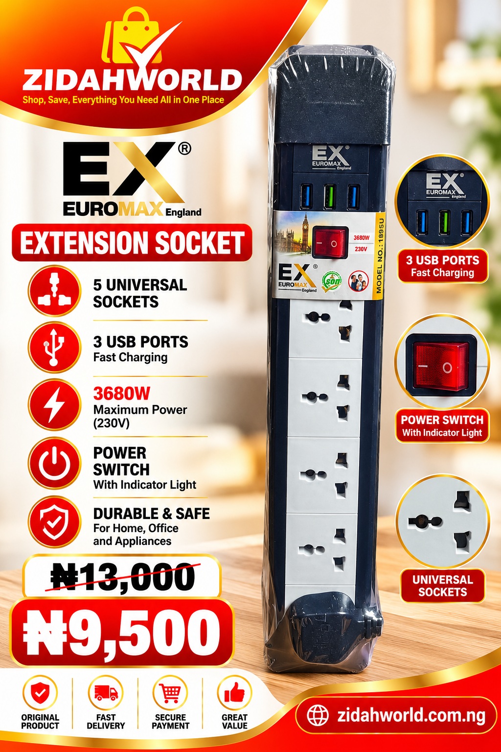 EX Euromax Extension Socket