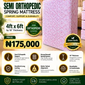 Green Earth Semi-Orthopedic Spring Mattress 4ft x 6ft x 18in
