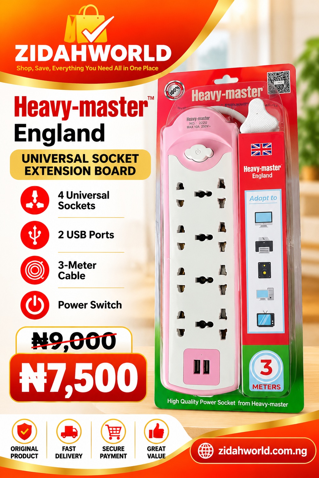 Heavy-Master England Universal Extension Socket
