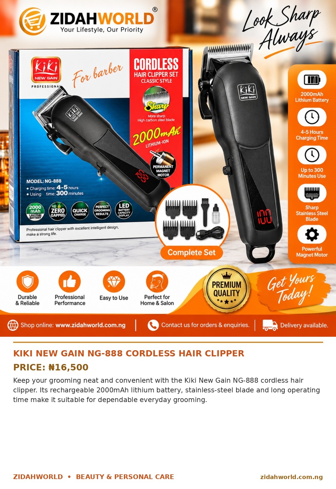 Kiki New Gain NG-888 Cordless Hair Clipper