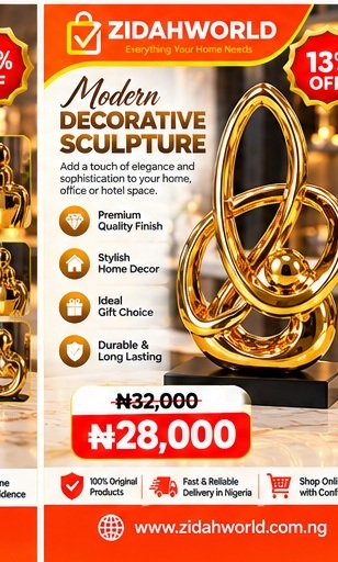 Modern Decorative Sculpture Gold Loop