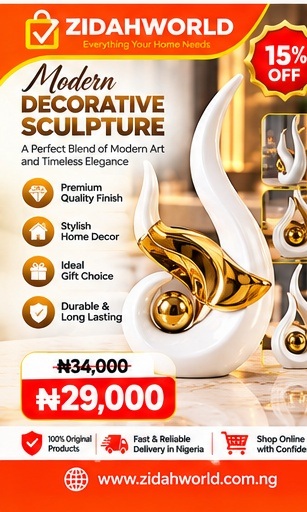 Modern Decorative Sculpture White Gold