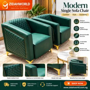 Modern Single Sofa Chair Green Lifestyle View
