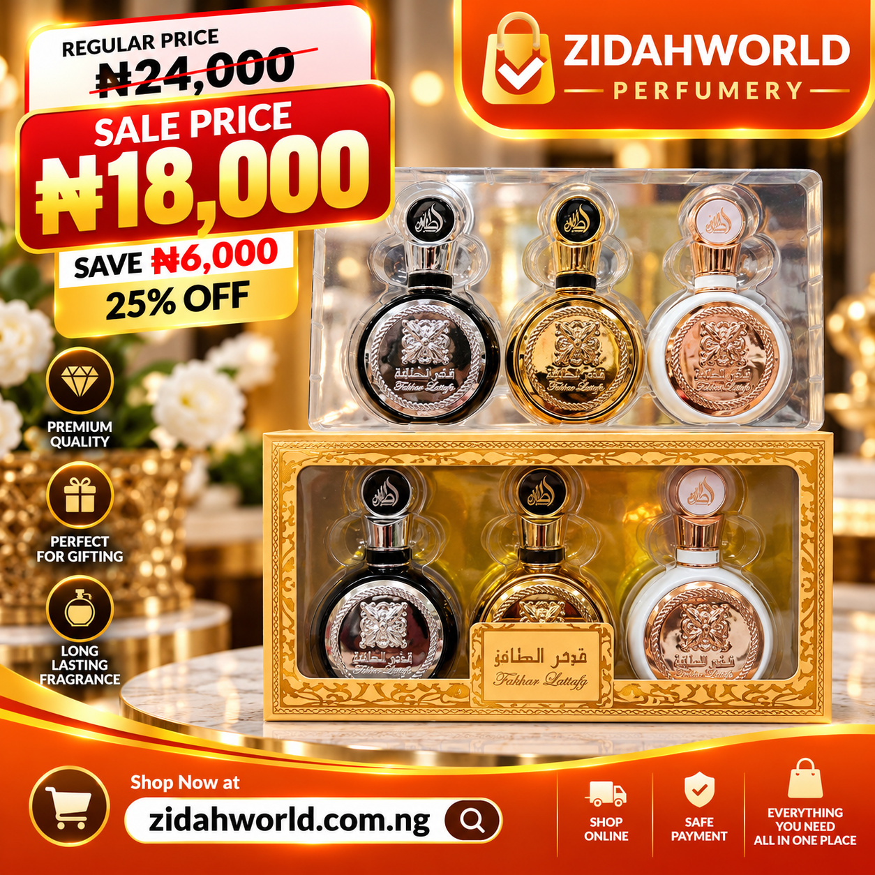 Perfume Gift Set with 4 Bottles