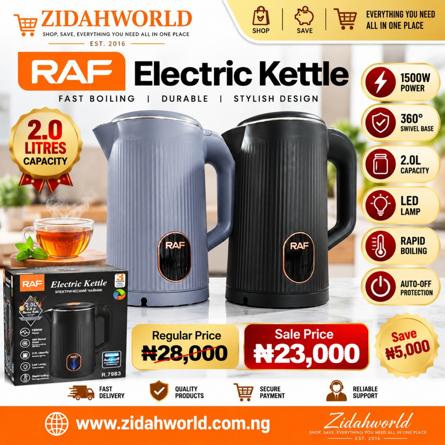 RAF 2L Electric Kettle