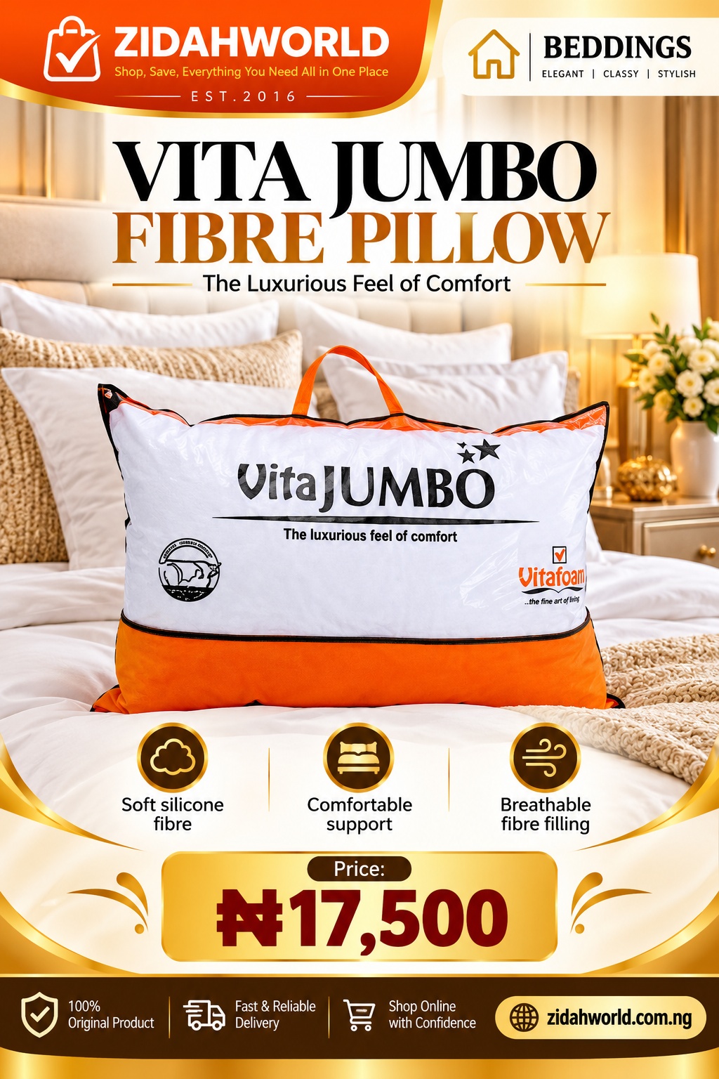 Vita Jumbo Fibre Pillow