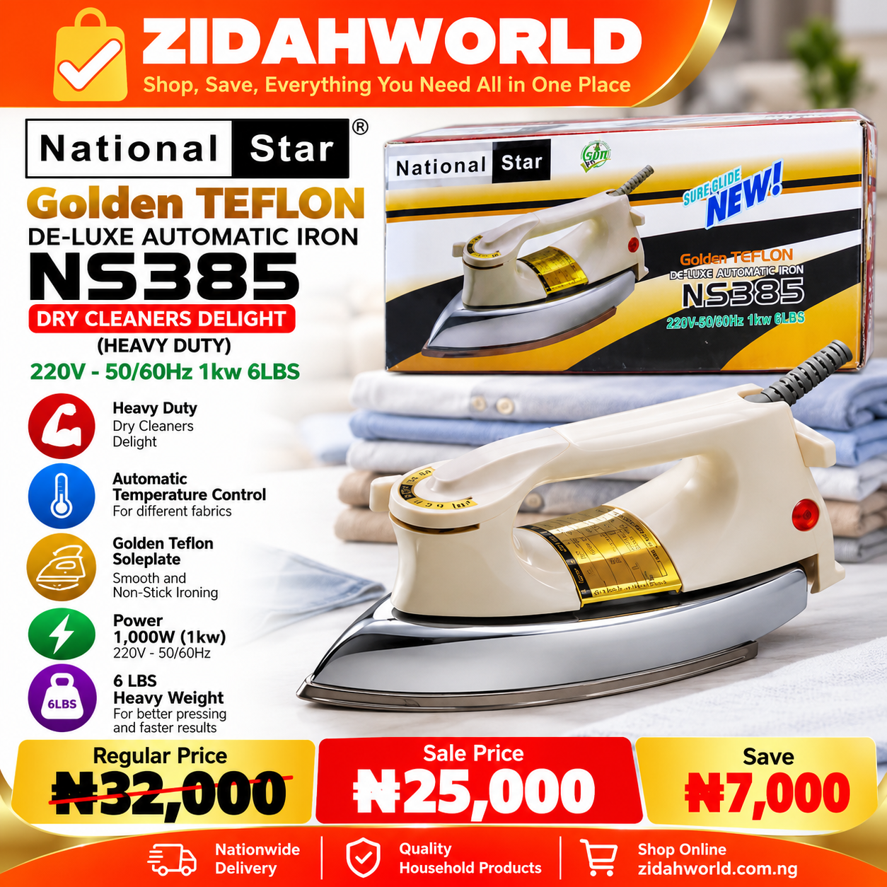 National Star Automatic De-Luxe Pressing Iron