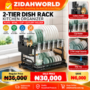 2-Tier Dish Rack Kitchen Organiser