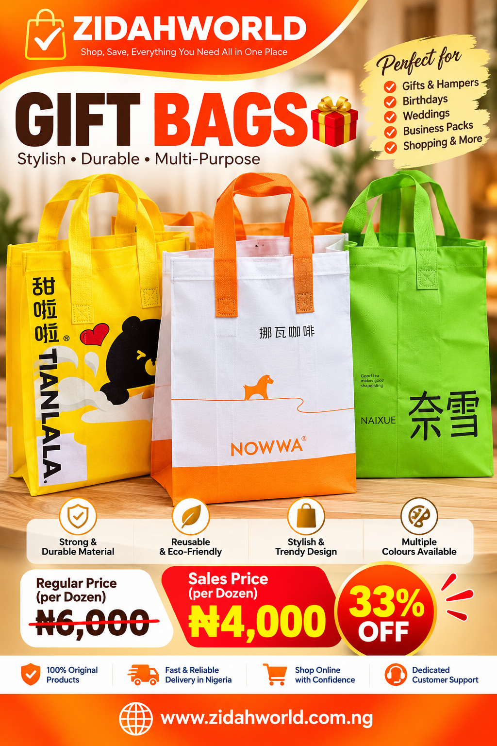 Gift Bags – Assorted Colours