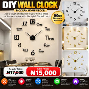 DIY Modern Wall Clock Set - Gold and Black